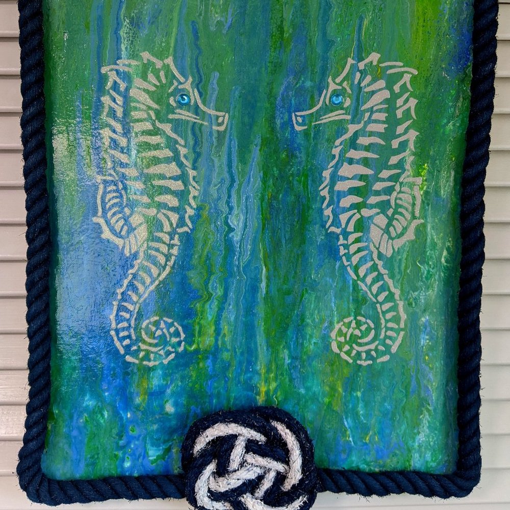 Mixed Media Seahorses Wall Art